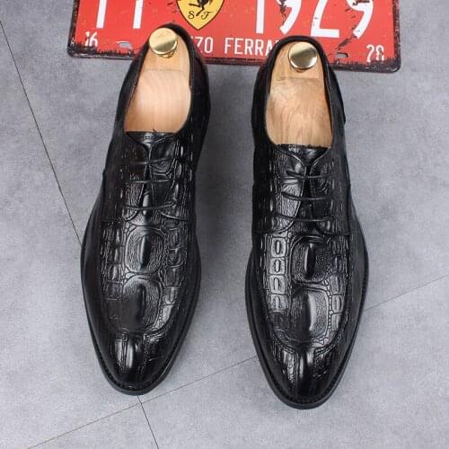 Italian brand designer mens fashion punk nightclub dresses genuine leather shoes lace-up derby shoe gentleman footwear zapatos