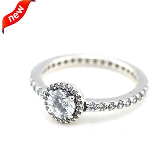 Classic Elegance Rings with Clear CZ 100% Original 925 Sterling Silver Jewelry Free Shipping