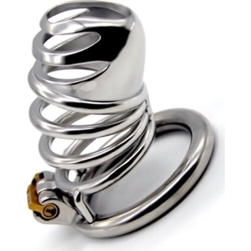 2020 Newest Male Chastity Cage Round Penis Rings Cock Cage Stainless Steel Long Hollow Chastity Device Penis Ring for Men G261B