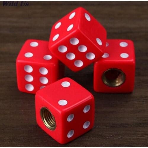 Red Dice Tire Air Valve Stem Caps for Car Truck Bike ATV Wheel Rims Hot Sale Bike Bicycle Accessories 4 pcs