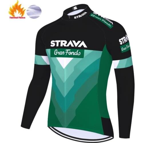 New maiot ciclismo hombre STRAVA Winter Thermal Fleece cycling Jersey long sleeve Breathable Outdoor bike jersey men