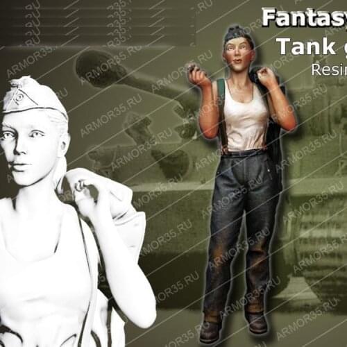 1/35 Tank Girl (4), Resin Model Soldier GK, War theme, World War II military, Unassembled and unpainted kit