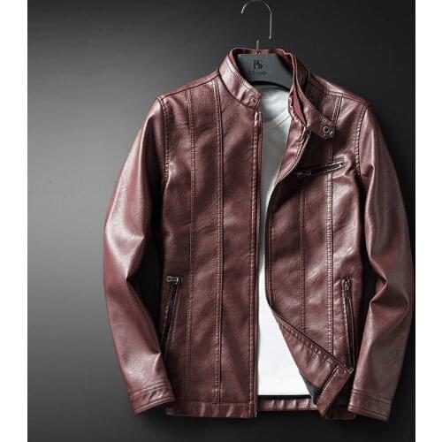 Mens Wear Pu Skin Leather Clothing Jacket Winter Self-cultivation Type Leather Jacket Trend Wallet Loose Coat