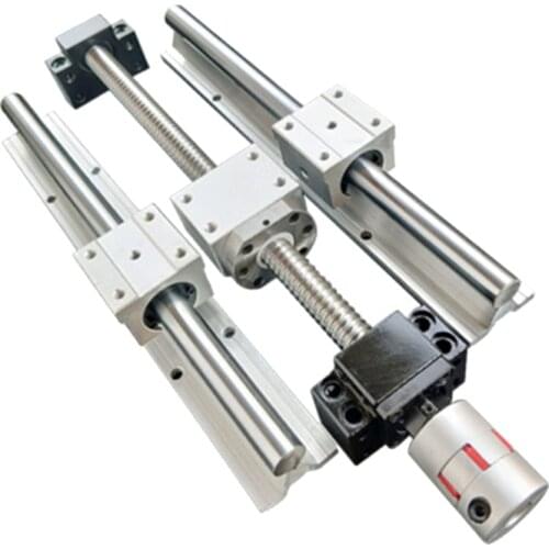 SBR20 400/450mm linear guideway rail set+SFU1605 ball screw RM1605+BK/BF12+nut housing+couplers for router/Milling Machine