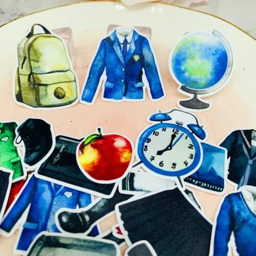 28PCS Student uniform school bag Scrapbooking stickers book Student kids toys Notebook label Decorative sticker paper Stationery