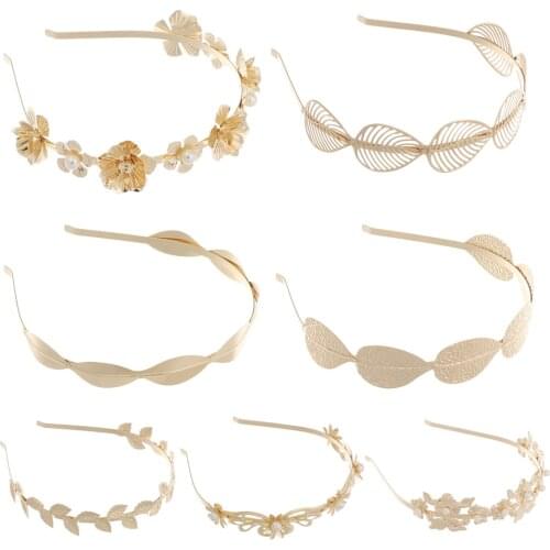 New Women Vintage Alloy Headbands Girl Bandanas Girl Bandanas Metal Hairbands Gold Leaf Butterfly Hair Accessories