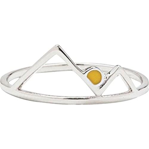 New Design Fashion Women Metal Hollowed-out Geometric Valley Sunrise Ring Womens Ring Jewelry Gift Accessories