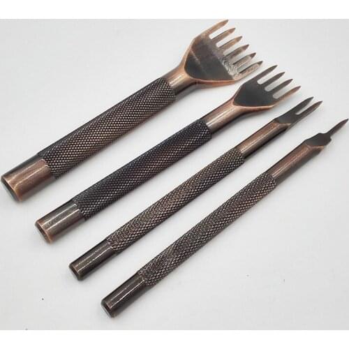 New 4mm Leather Craft Tool Hole Punches Lacing Stitching Punch Tool 1/2/4/6 Prong Retro colors High Quality