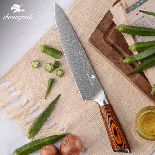 Shuangmali 8.5 Inch Utility Cleaver Knife 5Cr15 Stainless Steel Kitchen Chef Knives Japanese Sharp Filleting Meat Slicing Knife