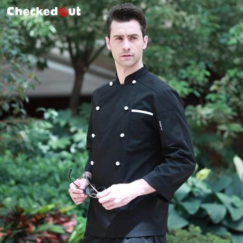 Autumn and winter hotel restaurant kitchen long-sleeve cloth plated buttons black chef work wear