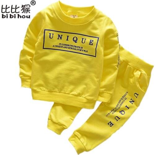 1-6Y Infant Boy clothing set kids sports suit children tracksuit girls Letter T shirt pant baby sweatshirt casual clothes
