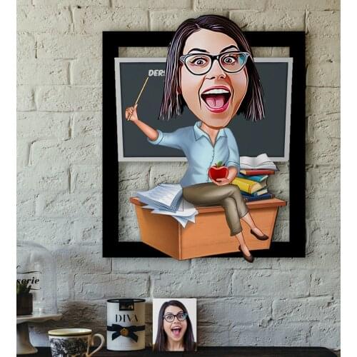 Personalized Women 'S Teacher Caricature OF 3D Wood Tablo-2 Reliable Quality Cost Effective Gift Decoration Modern fun