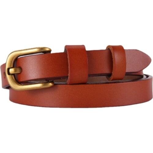 SHUCHAN New Cowhide Belt Womens Thin Student Jeans Belt Summer Shorts Belt Split Leather Adult Designer Black