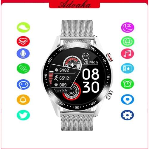 Advaka E12 Steel / Leathe BT Call Smartwatch IP67 Waterproof Sport GPS Track Fitness Tracker Men Smart Watch