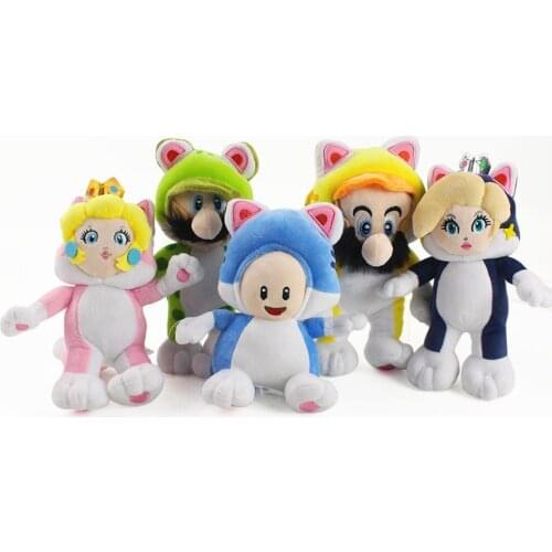 Super Cute Kawaii Mario Cat Princess Plush Toys Cartoon Comic Anime Model Doll Stuffed Toy Gift For Children