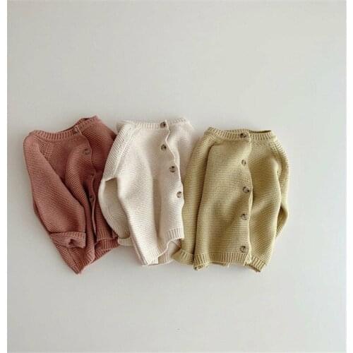 Keelorn Baby Girls Sweater 2021 New Spring Autumn Solid Color Knitted Cardigan Long Sleeve Single Breasted Warm Outwear 0-3Years