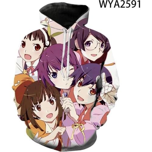 Spring And Fall Monogatari Men Women Sweatshirts Fashion Hoodies 3D Monogatari Printed Pullover Long Sleeve Streetwear