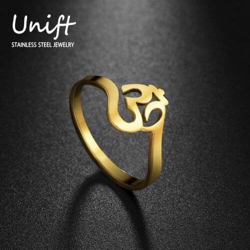 Unift Buddhism Hindu Yoga Om Aum Rings For Women Supernatural Talisman Stainless Steel Amulet Jewelry Religious Meditatio Gifts