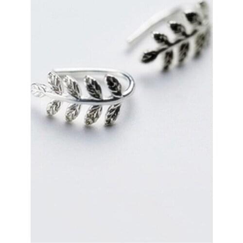 Fine 925 Sterling Silver Jewelry Fresh Leaves Branch Elegant Earring Hook for Women Ladies Trend Accessories Mujer Bijoux SE235