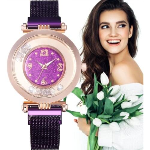 Luxury Gold Women Watches Fashion Mesh Magnet Buckle Woman Watches Cheap 2020 Roman Numerals Glitter Ladies Watches Montre Femme