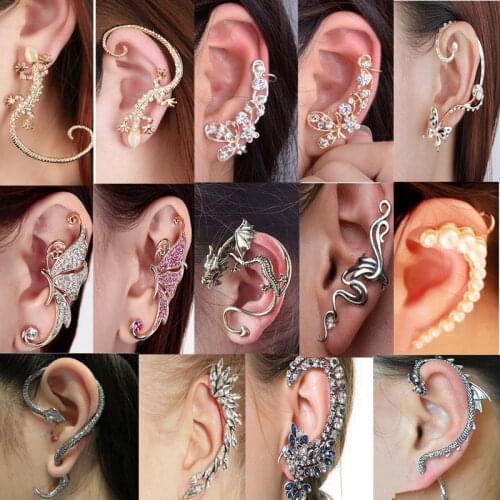 Earring Vintage Retro Women Clip Ear Cuff Punk Wrap Cartilage Earring Jewelry Gift Wrap Jewelry Cartilage Cuff Punk Crystal