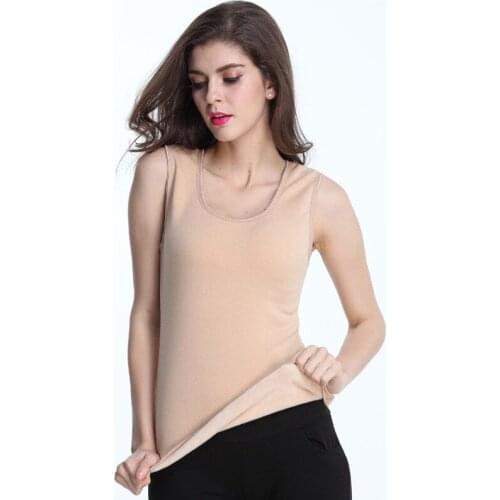 Winter Warm Velvet Tank Tops Women Thermal Underwear Slim Thicker Double Layer Soft Tanks Cotton Tees O Neck Sexy Vest Top