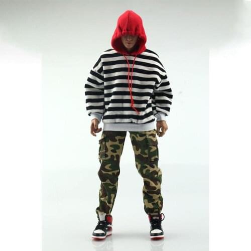 1/6 Scale Soldier Clothes Set Art Toy Soldier Striped Hooded Boy Doll Set for 12' Action Figure Accessories Toy Collection