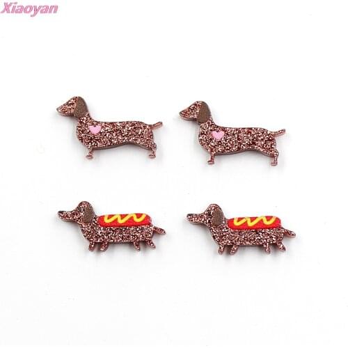 10pcs /lot) Sausage Dog For Earrings Cute Dachshund Dog Jewelry Accessories Animal Glitter Acrylic Party DIY