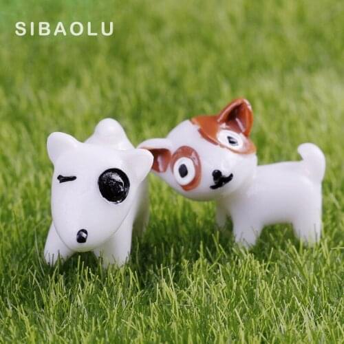 2pcs Lover Dog figures mini fairy garden decoration animals statue miniature models Moss micro landscape ornaments resin