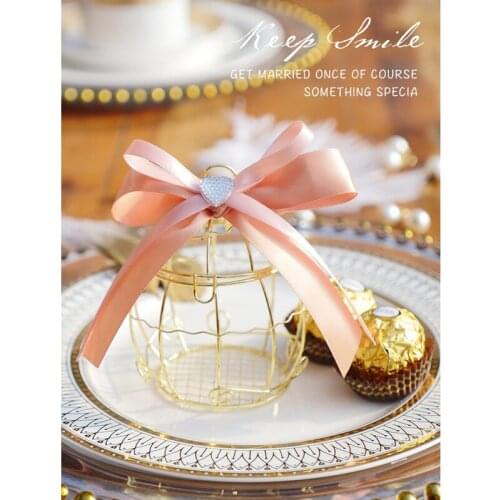 20 Pieces Golden Metal Retro Bird Cage Bell Candy Box Wedding Party Gift Bag Baby Shower Events Supplies