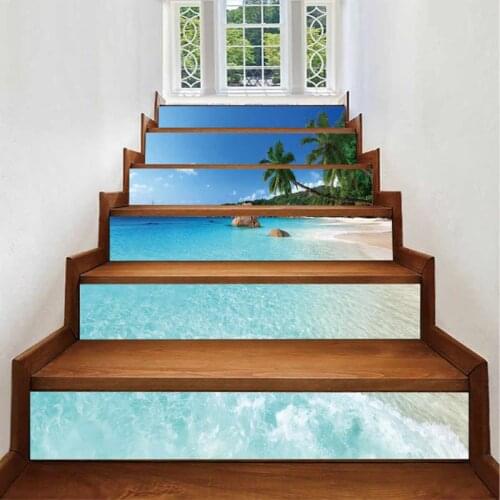6/12pcs/set 3D Stair Riser Floor Stickers Waterproof Removable Self Adhesive DIY Stairway Decals Murals Home Decor