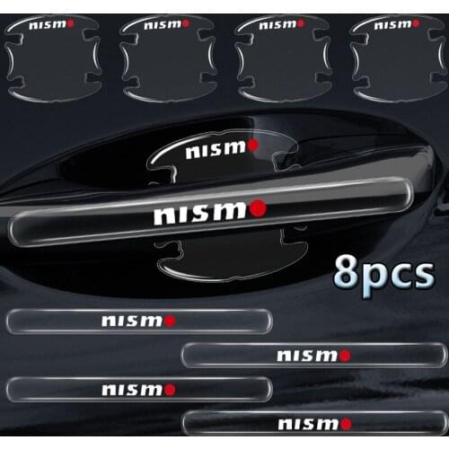 8pcs Car Door Handle Transparent Emblem Anti-Collision Sticker Automotive Goods For Nismo Logo Emblem R34 GTR Car Accessories
