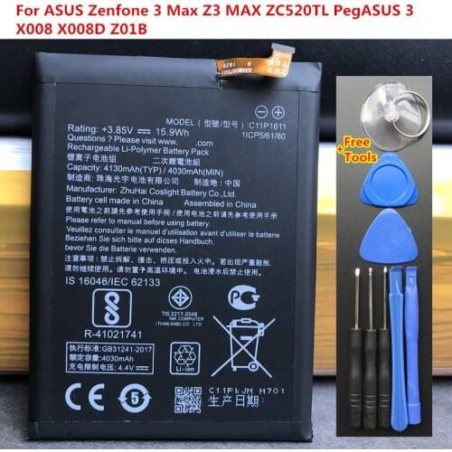 High Quality Original C11P1611 ReaL 4130mAh Battery For ASUS Zenfone 3 Max Z3 Max ZC520TL X008DB PegASUS 3 X008 X008D Z01B