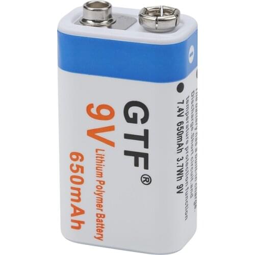 GTF Original 9V 500mAh 650mah 100% capacity Rechargeable battery li-ion polymer battery EU/US plug 9v battery charger