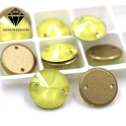 Free shipping Flatback glass sew on rhinestones double hole Round shape Yellow Mocha crystal rhinestone diy clothing accessories