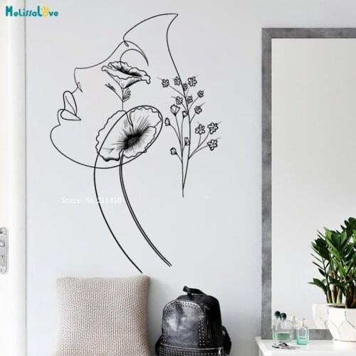 Large Art Wall Sticker Home Decor Minimal Botanical Woman Line Digital Removable Decals Innovative Design YT5810