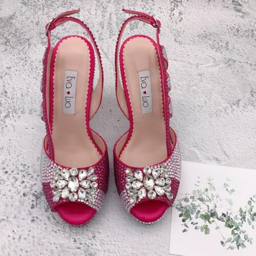 CHS1200Custom Made Orange Stones Crystal African Women Shoes High Heel Dress Sandals Bridal Wedding Shoes