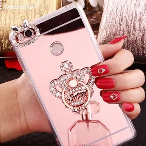 Cute Finger Ring Mirror Case For Xiaomi Redmi 4X 4A 3S Note 4 5 7 Pro Cover Luxury Soft TPU Phone Back For Xiomi Mi A 2 A2 Lite