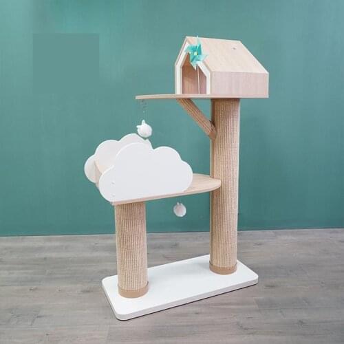 Solid Wood Cat Climbing Frame Sisal Cat Scratching Post Relieve Boredom Cat Toy Pet Supplies