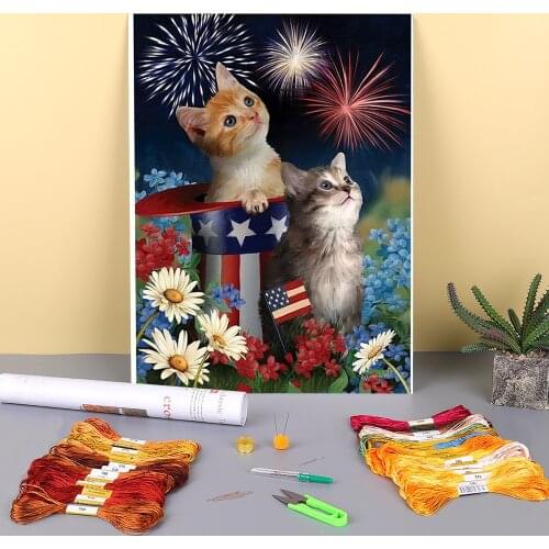 Fireworks Pre-Printed 11CT Cross-Stitch Full Kit DIY Embroidery DMC Threads Craft Needlework Sewing Handicraft Stamped Mulina