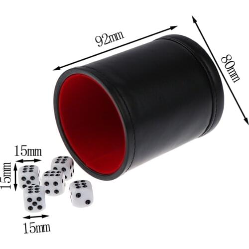 1PC PU Leather Flannel Mute Dice Cup Bar Game Supplies With Plastic White Gaming Dice Standard Six Sided Decider Board Game