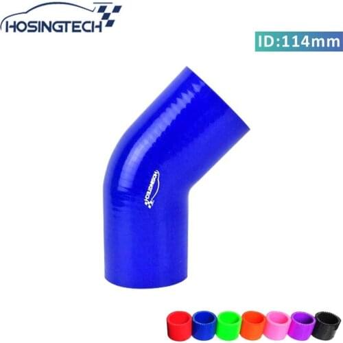 HOSINGTECH- brand supplier high quality 4.5" 114mm blue flexible automotive 45degree silicone elbow hose