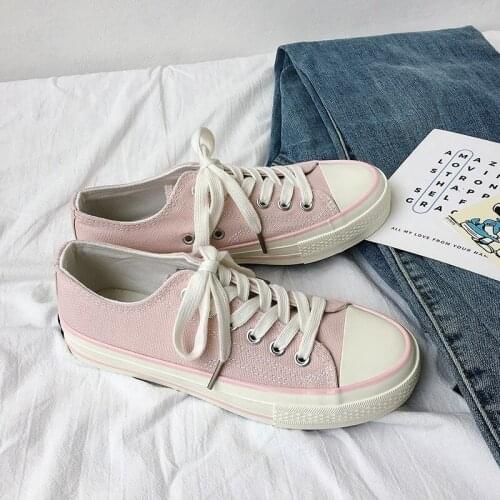 Women Casual Canvas Shoes Teenage Student Femme White Pink Flat Sports Sneakers Trainers Skateboard Shoes Zapatillas Mujer Tenis