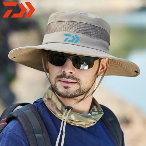 2021 Men DAIWA Fishing Hat Outdoor Fishing Cap Uv Protection Adjustable Breathable Sunshade Solid Casual Thermal Fishing Hat