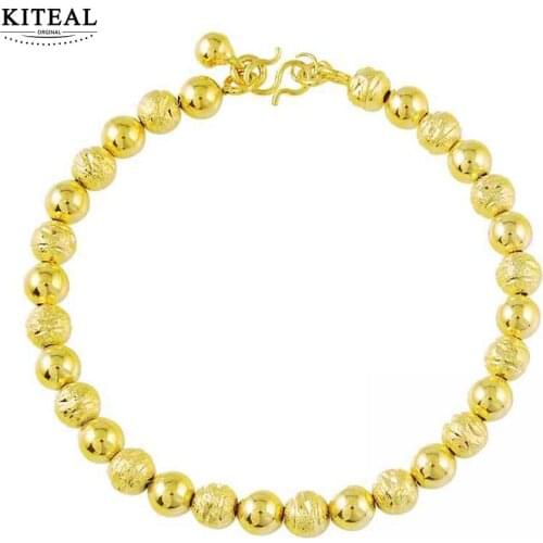 KITEAL 925 New Sale pure gold color Goddess beads gold round beads bijouterie