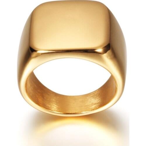 Ring men square statement Steel men rings stainless steel wedding gold ring black fashion hip hop jewelry for women accessories