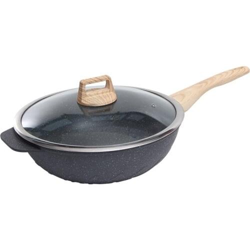 Kitchen 32cm Korean Maifan Stone Wok Smokeless Nonstick Household Compound Bottom Gift Pot Flat Bottom Wok