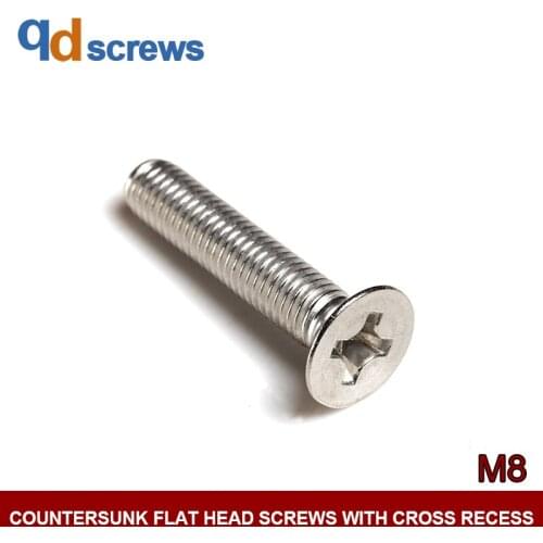 M8 Common stainless steel Countersunk flat head screws with cross recess Phillips flat countersunk head screw GB819 DIN965