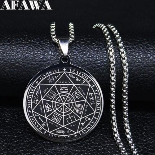 Fashion Witchcra Pentagram Black Enamel Stainless Steel Choker Necklaces Men Jewelry collar acero inoxidable mujer N20159S02