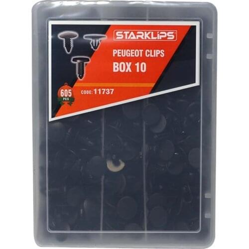Clip Set 605 Piece Peugeot Box 10 + Car fastener for-Push Pin-Trim Rivet